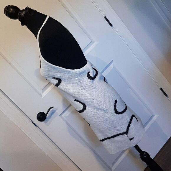 CIDER Cream with Black Deign Halter Sweater Mini Dress NWT - Picture 4 of 11